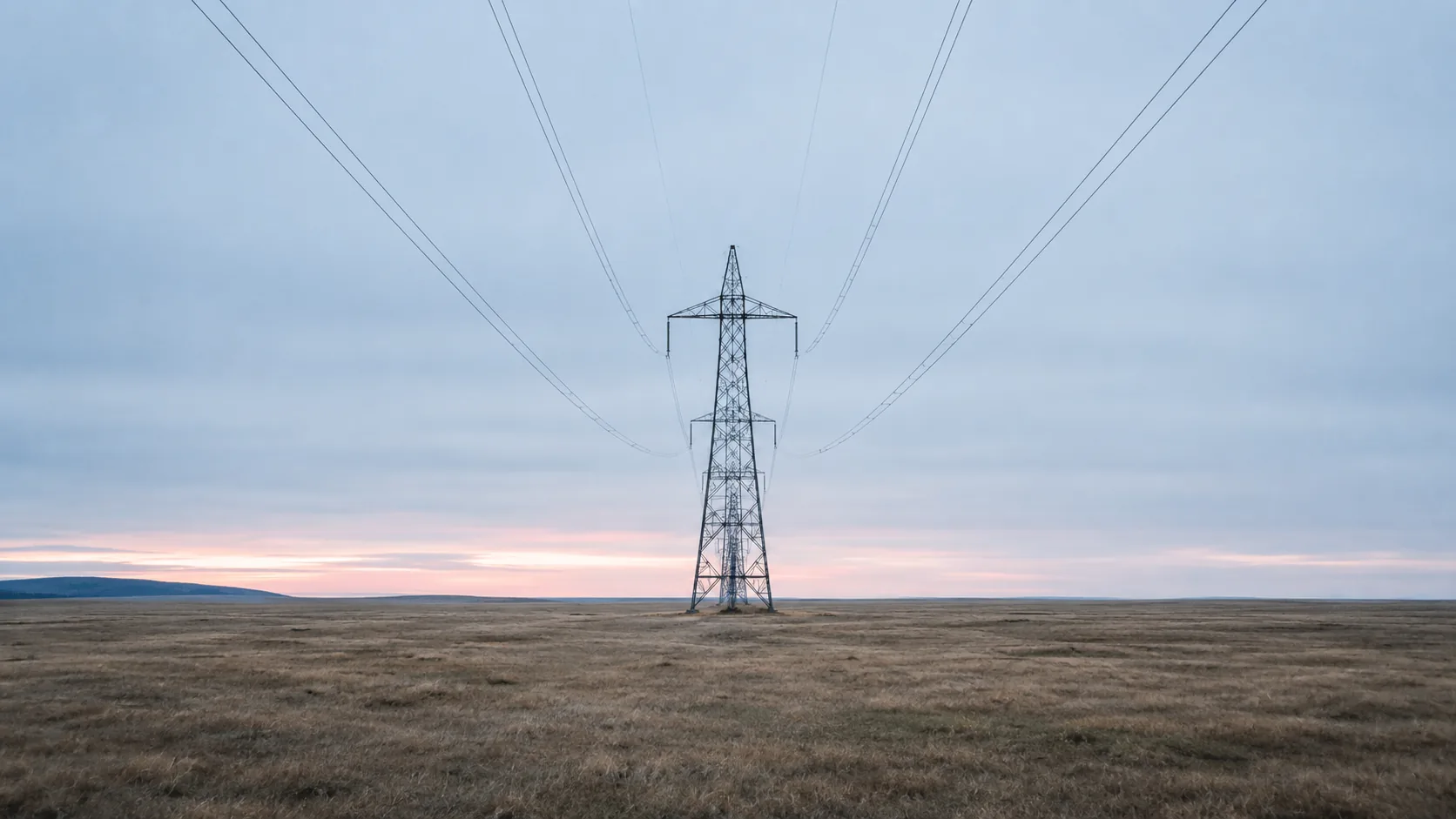 Transmission line at dusk
